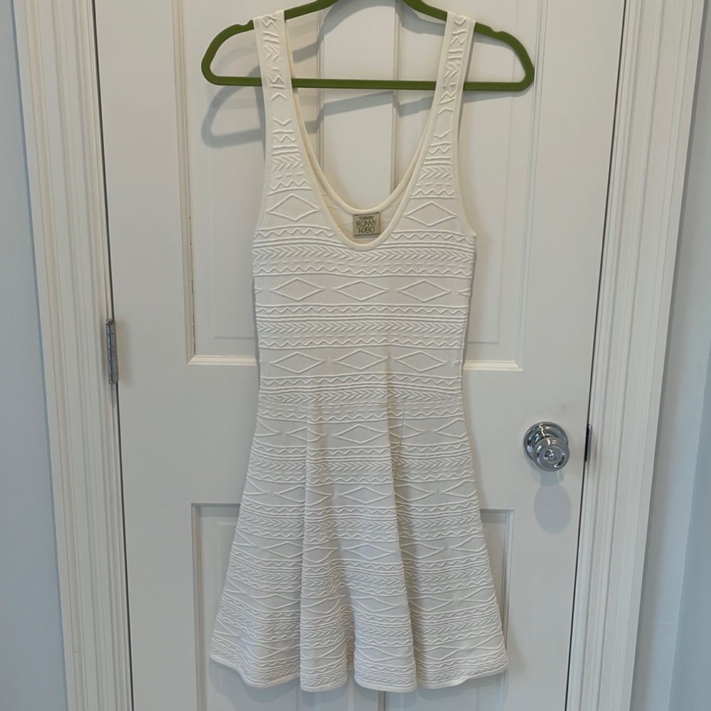 Torn by Ronny Kobo white textured jacquard dress